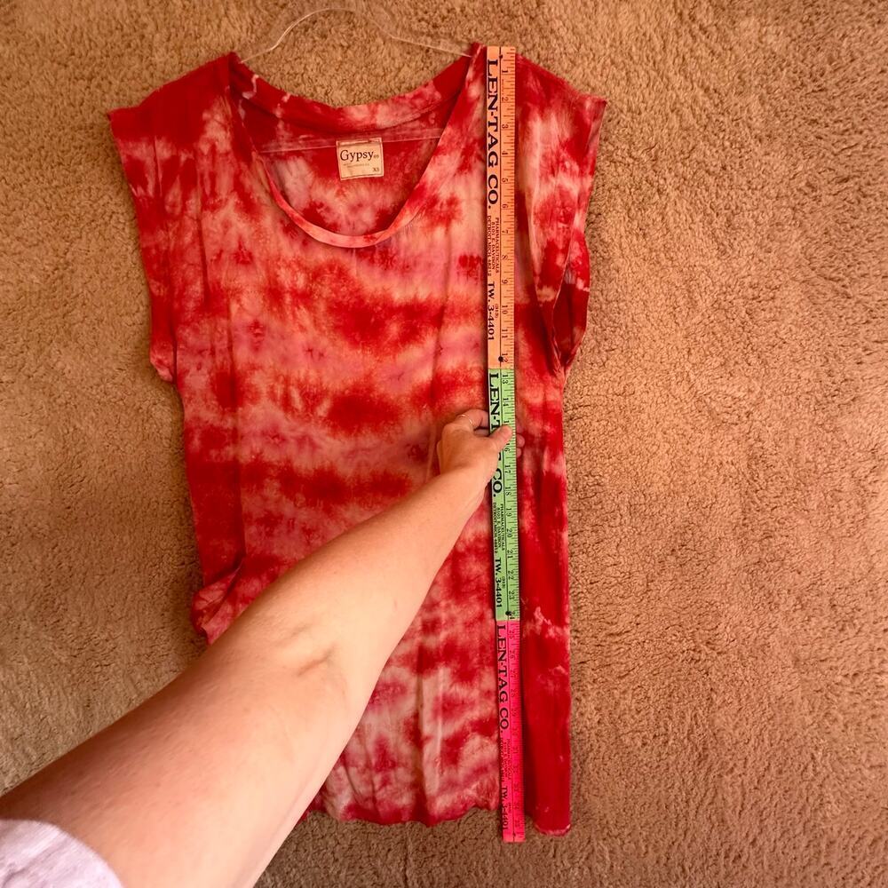 Gypsy 05 100% Silk Red Tie Dye Midi Maxi Dress Womens Sz. XS Hipster Boho Chic - Picture 9 of 13
